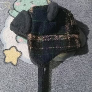 Plaid Kids Winter Hat with Ear Flaps